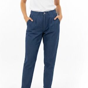 Vintage Sears High Rise Stripe Straight Leg Jeans Rigid Denim Dark Wash